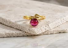 Lade das Bild in den Galerie-Viewer, Edler Damen Vintage Ring | Gold | "rosa rot Turmalin" | GR 55,5 14 Karat 585K