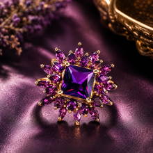Lade das Bild in den Galerie-Viewer, Vintage Luxus Schmuck I Gold Anhänger I Amethyst lila Stern I 14 Karat 585K