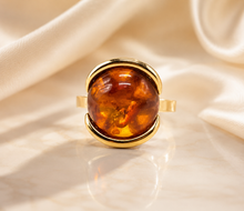 Lade das Bild in den Galerie-Viewer, Antik - Vintage Bernstein Gold Ring Schmuck Goldschmuck 8 Karat 333K Damen Schmuck