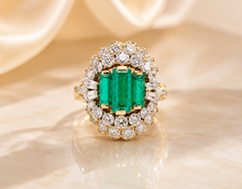 Lade das Bild in den Galerie-Viewer, Antik Vintage Schmuck | Turmalin Diamant Ring 2,00 ct | 18 Karat 750K