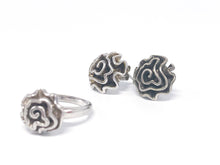 Lade das Bild in den Galerie-Viewer, Vintage Schmuck | Silber Silberschmuck | Blumen Ring + Ohrstecker/ Ohrringe| Gr. 54 | 925er