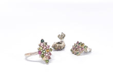 Lade das Bild in den Galerie-Viewer, Vintage Schmuck | kunter bunter Ring + Ohrstecker/ Ohrringe | Silber Silberschmuck | Gr. 59,5 | 925er