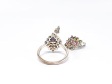 Lade das Bild in den Galerie-Viewer, Vintage Schmuck | kunter bunter Ring + Ohrstecker/ Ohrringe | Silber Silberschmuck | Gr. 59,5 | 925er