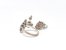 Lade das Bild in den Galerie-Viewer, Vintage Schmuck | kunter bunter Ring + Ohrstecker/ Ohrringe | Silber Silberschmuck | Gr. 59,5 | 925er