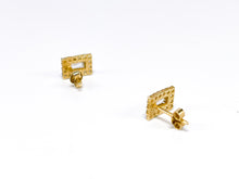 Lade das Bild in den Galerie-Viewer, Vintage Schmuck I Goldschmuck I Ohrstecker Ohrringe I Gold I Quadrat I 14 Karat 585K