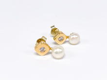 Lade das Bild in den Galerie-Viewer, Vintage Gold Schmuck I Perlen Ohrringe Ohrstecker I 14 Karat 585K