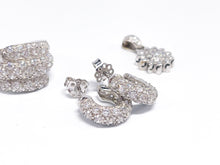 Lade das Bild in den Galerie-Viewer, Luxus Italy Weißgold Damen Schmuck Set Creolen Anhänger Ring 54 | 18 Karat 750K