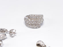 Lade das Bild in den Galerie-Viewer, Luxus Italy Weißgold Damen Schmuck Set Creolen Anhänger Ring 54 | 18 Karat 750K