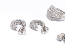 Lade das Bild in den Galerie-Viewer, Luxus Italy Weißgold Damen Schmuck Set Creolen Anhänger Ring 54 | 18 Karat 750K