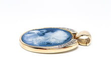 Lade das Bild in den Galerie-Viewer, Vintage Antik Schmuck | Achat Kamee | Diamanten | Gold Clip Anhänger | 0,10ct 14 Karat 585K