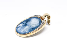Lade das Bild in den Galerie-Viewer, Vintage Antik Schmuck | Achat Kamee | Diamanten | Gold Clip Anhänger | 0,10ct 14 Karat 585K