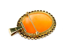 Lade das Bild in den Galerie-Viewer, Vintage Schmuck I Gemme Brosche Anhänger I vergoldet Silber I *granat rot* I 925er