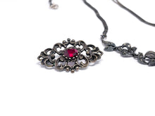 Lade das Bild in den Galerie-Viewer, Vintage Antik Silber Schmuck I Schmuckset - Brosche Kette (Halskette Collier) Ohrringe I 835er