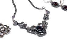 Lade das Bild in den Galerie-Viewer, Vintage Antik Silber Schmuck I Schmuckset - Brosche Kette (Halskette Collier) Ohrringe I 835er