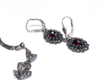 Lade das Bild in den Galerie-Viewer, Vintage Antik Silber Schmuck I Schmuckset - Brosche Kette (Halskette Collier) Ohrringe I 835er