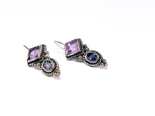 Lade das Bild in den Galerie-Viewer, Vintage Antik Silber Schmuck I Ohrringe I *Amethyst* lila Steine I 925er