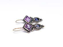 Lade das Bild in den Galerie-Viewer, Vintage Antik Silber Schmuck I Ohrringe I *Amethyst* lila Steine I 925er
