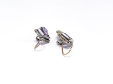 Lade das Bild in den Galerie-Viewer, Vintage Antik Silber Schmuck I Ohrringe I *Amethyst* lila Steine I 925er