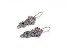 Lade das Bild in den Galerie-Viewer, Vintage Antik Silber Schmuck I Ohrringe I *Amethyst* lila Steine I 925er