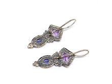 Lade das Bild in den Galerie-Viewer, Vintage Antik Silber Schmuck I Ohrringe I *Amethyst* lila Steine I 925er
