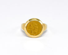 Lade das Bild in den Galerie-Viewer, Maximiliano Emperador | 1865 | Imperio Mexicano | Damen Siegelring | Gold Ring Münzring | 14 Karat 585K + 900er