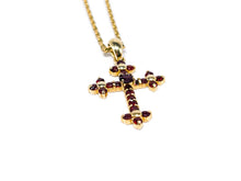 Lade das Bild in den Galerie-Viewer, Antik - Vintage I Einzigartig I Kreuz + Kette I Damen Schmuck Set I Gold I 14 Karat 585K 8 Karat 333K I „puniceus“ bedeutet granatrot