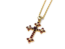 Lade das Bild in den Galerie-Viewer, Antik - Vintage I Einzigartig I Kreuz + Kette I Damen Schmuck Set I Gold I 14 Karat 585K 8 Karat 333K I „puniceus“ bedeutet granatrot