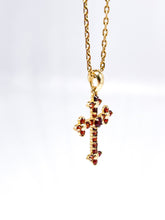 Lade das Bild in den Galerie-Viewer, Antik - Vintage I Einzigartig I Kreuz + Kette I Damen Schmuck Set I Gold I 14 Karat 585K 8 Karat 333K I „puniceus“ bedeutet granatrot