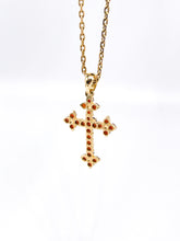 Lade das Bild in den Galerie-Viewer, Antik - Vintage I Einzigartig I Kreuz + Kette I Damen Schmuck Set I Gold I 14 Karat 585K 8 Karat 333K I „puniceus“ bedeutet granatrot