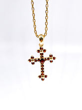 Lade das Bild in den Galerie-Viewer, Antik - Vintage I Einzigartig I Kreuz + Kette I Damen Schmuck Set I Gold I 14 Karat 585K 8 Karat 333K I „puniceus“ bedeutet granatrot