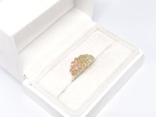 Lade das Bild in den Galerie-Viewer, *Goldring-Kreuzblattschmuckstück* I "Black Hills" I Weinblätter I Kreuz (Kreuzemuster) I Tricolor Roségold Gold Weißgold Ring I USA I 417 Karat 10K