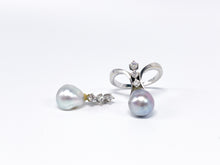 Lade das Bild in den Galerie-Viewer, Vintage I Perlenschmuck Ring + Anhänger Gold 750K 18 Karat Weißgold I 0,34ct