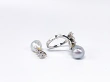 Lade das Bild in den Galerie-Viewer, Vintage I Perlenschmuck Ring + Anhänger Gold 750K 18 Karat Weißgold I 0,34ct