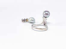 Lade das Bild in den Galerie-Viewer, Vintage I Perlenschmuck Ring + Anhänger Gold 750K 18 Karat Weißgold I 0,34ct