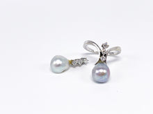 Lade das Bild in den Galerie-Viewer, Vintage I Perlenschmuck Ring + Anhänger Gold 750K 18 Karat Weißgold I 0,34ct