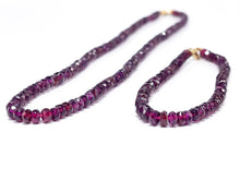 Lade das Bild in den Galerie-Viewer, Vintage I Damen Schmuck-Set I Gold Kette + Armband I lila - bordeauxrot I 14 Karat 585K
