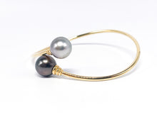 Lade das Bild in den Galerie-Viewer, Perlenschmuck I Perlen Schmuck I Perlen Gold Armband Armreif I Tahiti grau I 14 Karat 585K