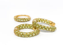 Lade das Bild in den Galerie-Viewer, Gold Set I Ring + Ohrringe Creolen I mintgrüne Steine I 9 Karat 375K