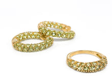 Lade das Bild in den Galerie-Viewer, Gold Set I Ring + Ohrringe Creolen I mintgrüne Steine I 9 Karat 375K