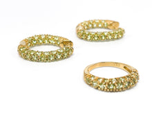 Lade das Bild in den Galerie-Viewer, Gold Set I Ring + Ohrringe Creolen I mintgrüne Steine I 9 Karat 375K