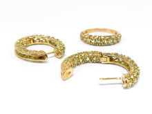 Lade das Bild in den Galerie-Viewer, Gold Set I Ring + Ohrringe Creolen I mintgrüne Steine I 9 Karat 375K