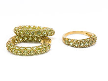 Lade das Bild in den Galerie-Viewer, Gold Set I Ring + Ohrringe Creolen I mintgrüne Steine I 9 Karat 375K
