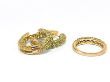 Lade das Bild in den Galerie-Viewer, Gold Set I Ring + Ohrringe Creolen I mintgrüne Steine I 9 Karat 375K
