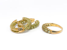 Lade das Bild in den Galerie-Viewer, Gold Set I Ring + Ohrringe Creolen I mintgrüne Steine I 9 Karat 375K
