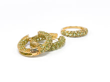 Lade das Bild in den Galerie-Viewer, Gold Set I Ring + Ohrringe Creolen I mintgrüne Steine I 9 Karat 375K