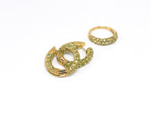 Lade das Bild in den Galerie-Viewer, Gold Set I Ring + Ohrringe Creolen I mintgrüne Steine I 9 Karat 375K