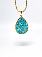 Lade das Bild in den Galerie-Viewer, Vintage Schmuck I Türkis Tropfenform I Cabochon I vergoldet I 925er Silber