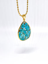 Lade das Bild in den Galerie-Viewer, Vintage Schmuck I Türkis Tropfenform I Cabochon I vergoldet I 925er Silber