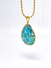 Lade das Bild in den Galerie-Viewer, Vintage Schmuck I Türkis Tropfenform I Cabochon I vergoldet I 925er Silber