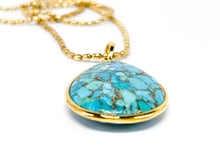 Lade das Bild in den Galerie-Viewer, Vintage Schmuck I Türkis Tropfenform I Cabochon I vergoldet I 925er Silber